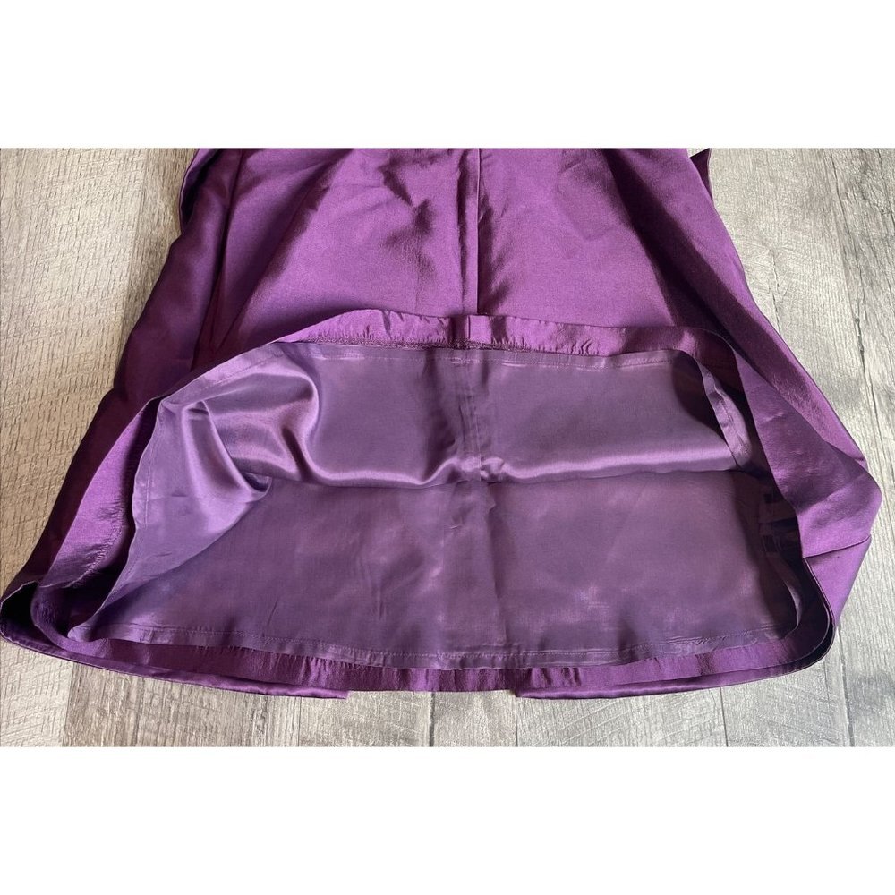 Adrianna Papell Cocktail Dress Womens 14‎ Purple Silk Sleeveless Bow Mini NEW - Picture 8 of 12